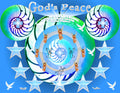 God's Peace inspirational art print featuring angels, doves, and the calming presence of Christ