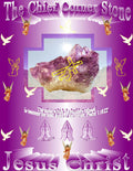 The Chief Corner Stone Christian art print featuring amethyst crystal, cross, angels and doves on purple background
