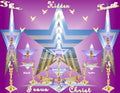 The Hidden Truth Christian art print featuring stars, golden candlesticks and angels on purple background