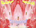 The Spirit of Power Christian art print featuring angels, doves and Jesus Christ name on fiery red background