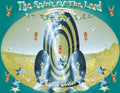 The Spirit of the Lord Is Upon Me Christian art print featuring swirling vortex, angels, doves and candlesticks on teal background