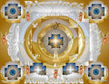 Blessings From Our Lord inspirational art print featuring the cross in a golden circle, praying hands, doves, and angels