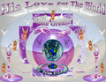 His Love For The World None Greater Purple Edition art print featuring the touch of creation, the earth, Jesus, angels, doves, and purple candlesticks